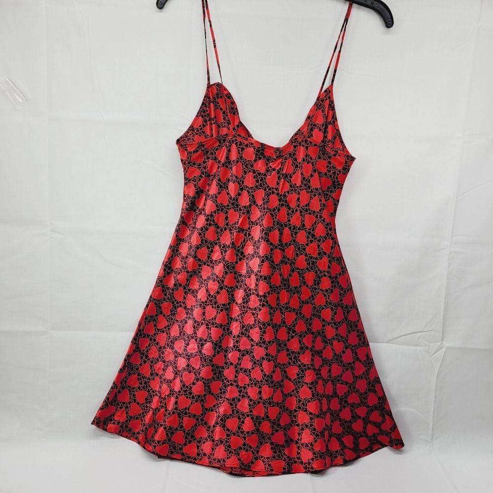 ^ Intimates affair California medium nighty heart pattern side slit bow bust